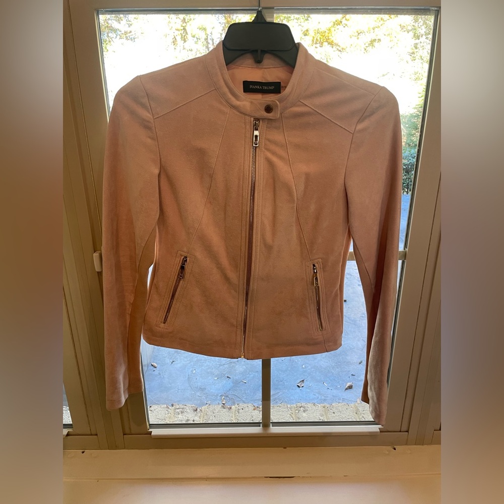 Ivanka Trump Baby Pink Micro Suede Jacket, Size XS